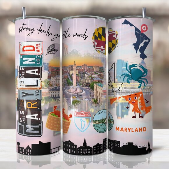 Maryland Tumbler, Maryland State Tumbler, Maryland Souvenir, 20oz Skinny Tumbler - Picture 1 of 7